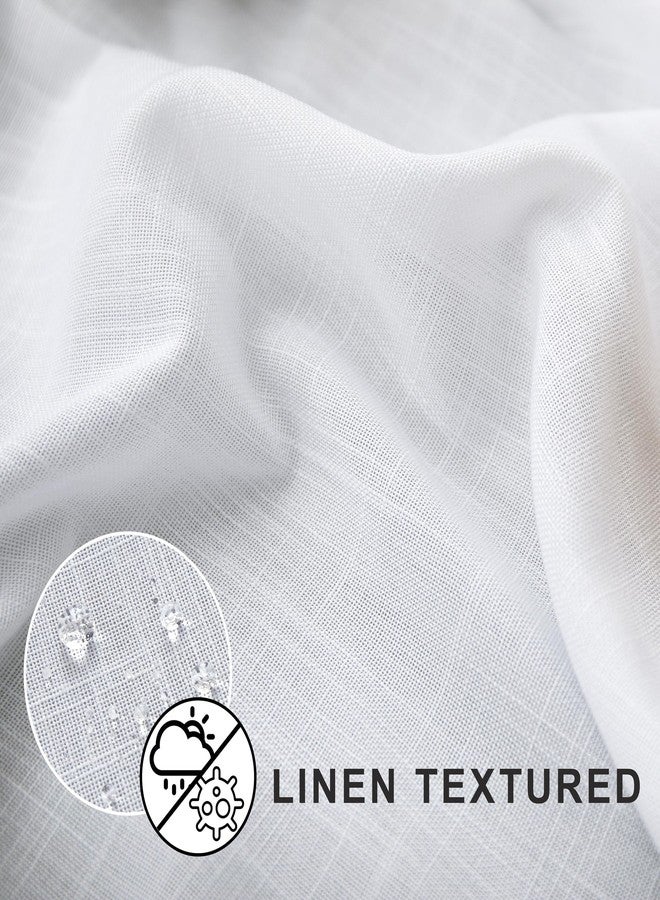 KOUFALL 84 Inch Shower Curtain,Boho White Farmhouse Linen Fabric Cloth Waterproof Washable Shabby Chic Extra Long Shower Curtain 84 Length for Bathroom,72 x 84 72x84 - Image 2