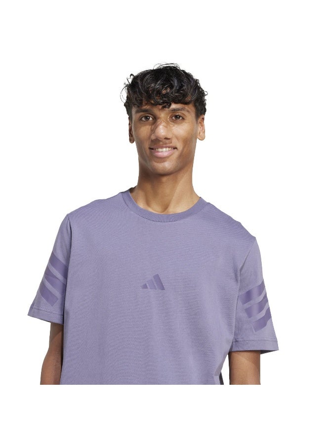 Adidas M Fi 3S Reg T Purple T-Shirt (Short Sleeve) T-Shirts For Men - Image 5