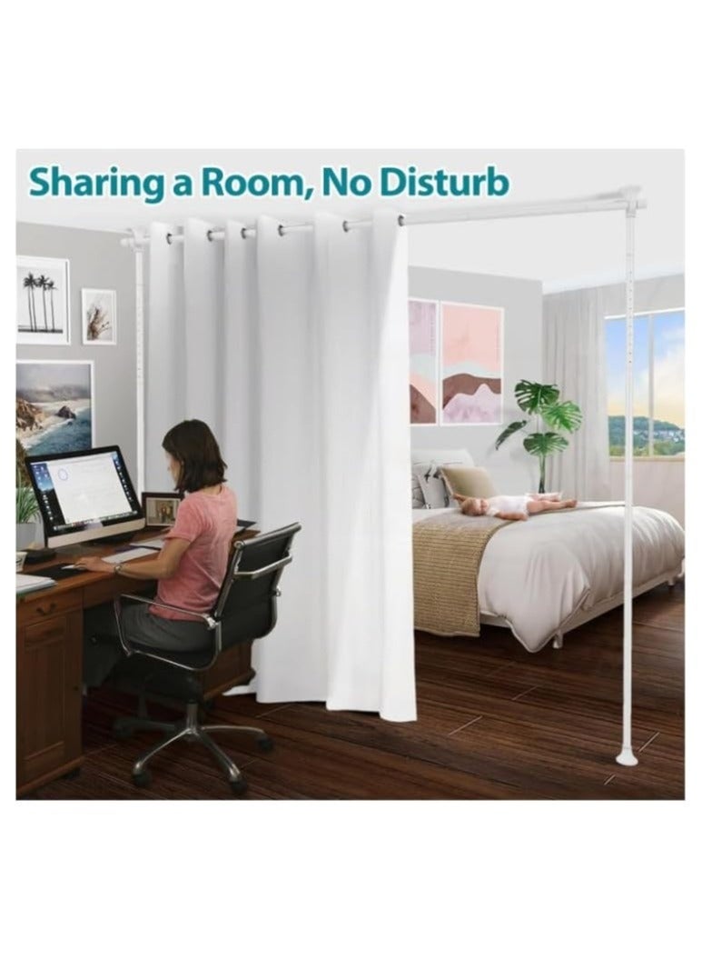 والالا عبوتان من فاصل الغرف المستقل القابل للتعديل، قضبان ستائر خالية من الشد، قضيب فاصل حائط من الأرضية إلى السقف، فاصلات متينة مع ستائر معلقة مقاس 2.7*2 متر - Image 2