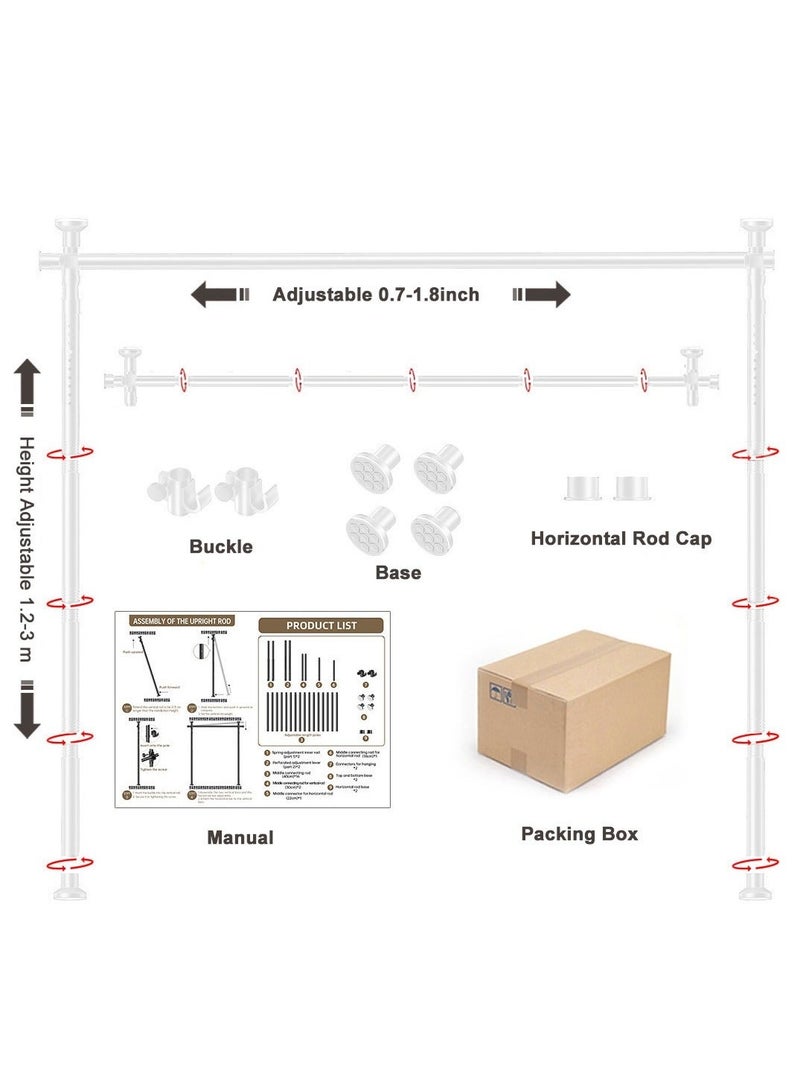 والالا عبوتان من فاصل الغرف المستقل القابل للتعديل، قضبان ستائر خالية من الشد، قضيب فاصل حائط من الأرضية إلى السقف، فاصلات متينة مع ستائر معلقة مقاس 2.7*2 متر - Image 3