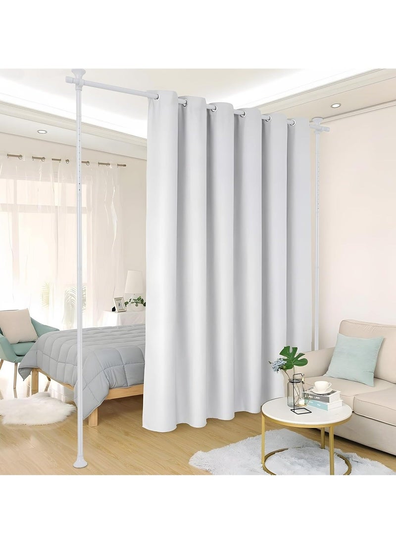 والالا عبوتان من فاصل الغرف المستقل القابل للتعديل، قضبان ستائر خالية من الشد، قضيب فاصل حائط من الأرضية إلى السقف، فاصلات متينة مع ستائر معلقة مقاس 2.7*2 متر - Image 1