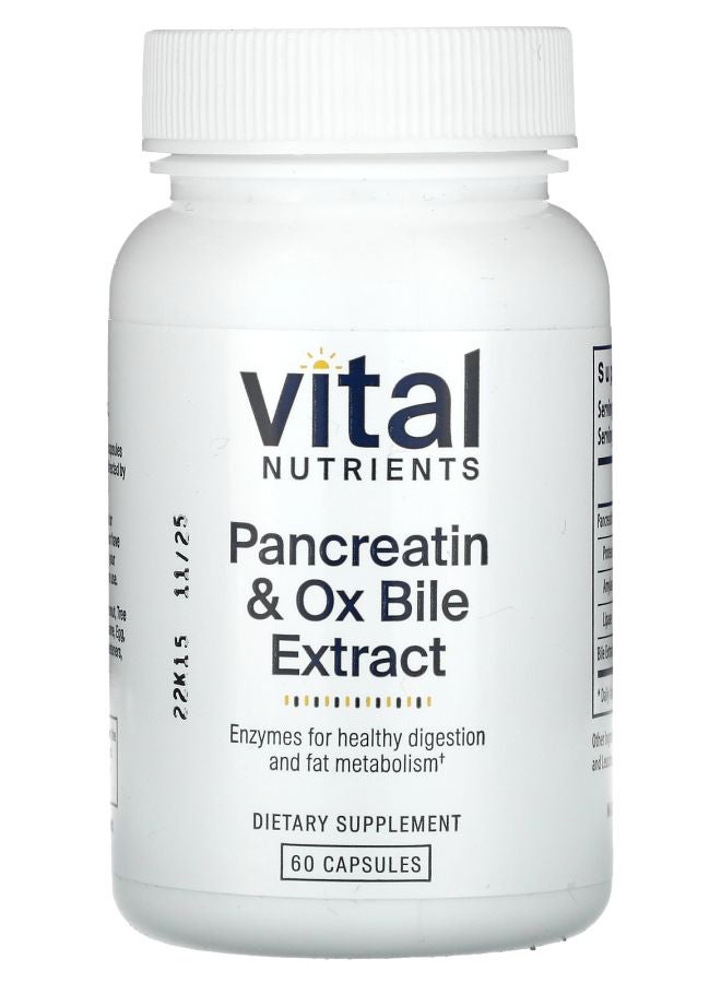 Vital Nutrients Pancreatin & Ox Bile Extract 60 Capsules