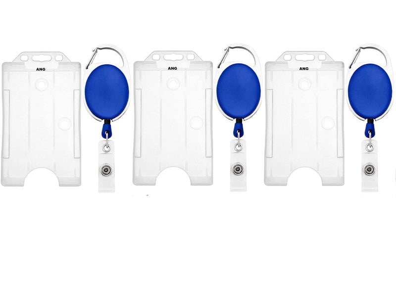 ANG Retractable Reel, Oval Shaped id Badge Holder I.D. Card Retractable Holder Badge Yo Yo Clip + White Card Holder Pack 3 - Image 1