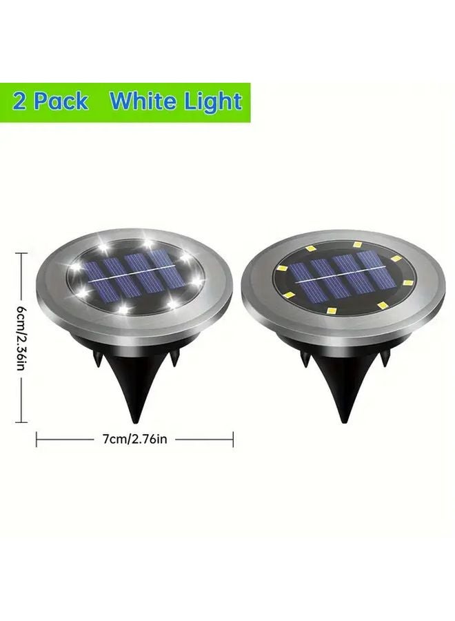 2pcs White Solar Outdoor Lights Motion Sensor In Ground Pathway Landscape Lighting - Image 1