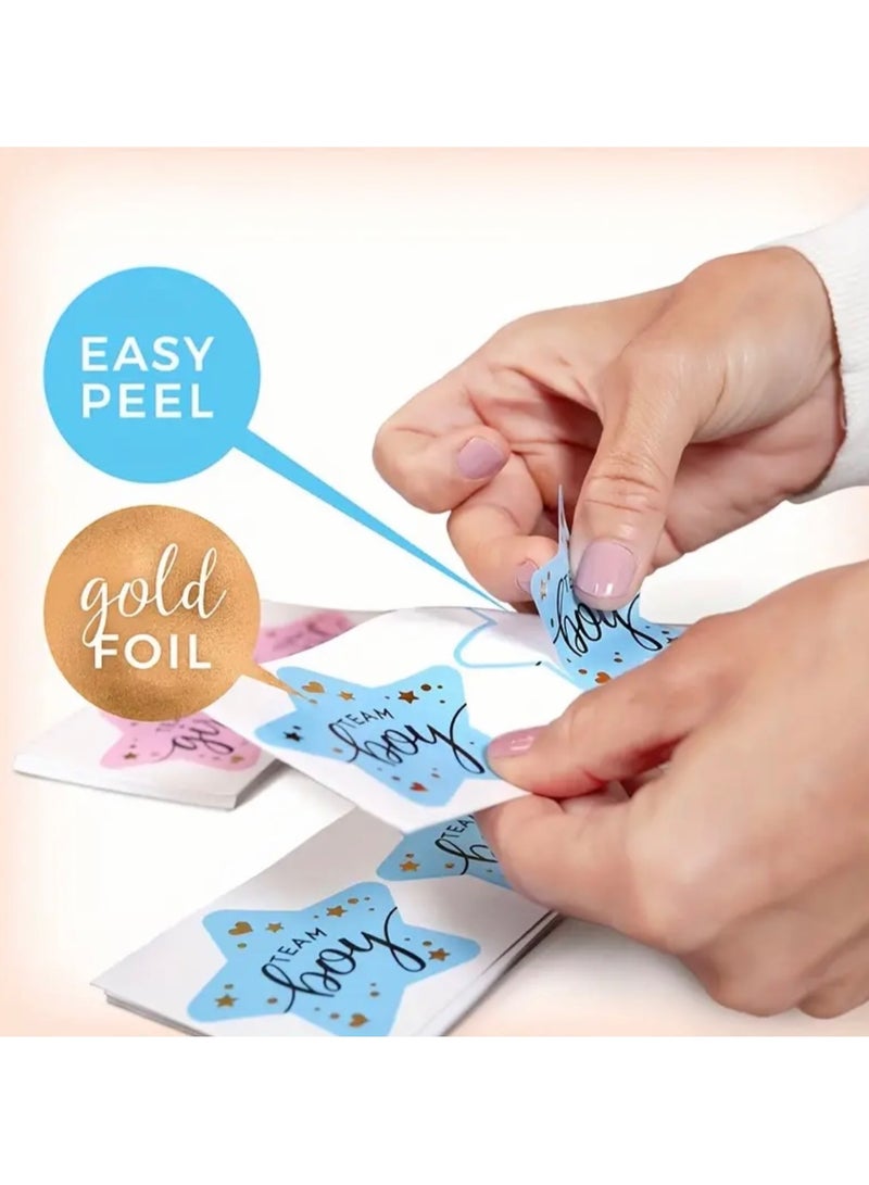 120pcs, Gender Revealing Party Blue Pink Star Sticker Baby Shower Gender Reveal Supplies - Image 2