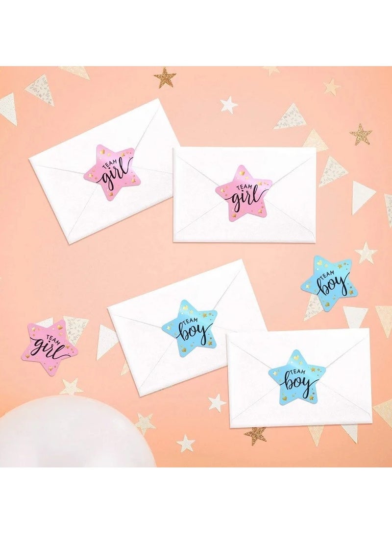 120pcs, Gender Revealing Party Blue Pink Star Sticker Baby Shower Gender Reveal Supplies - Image 4