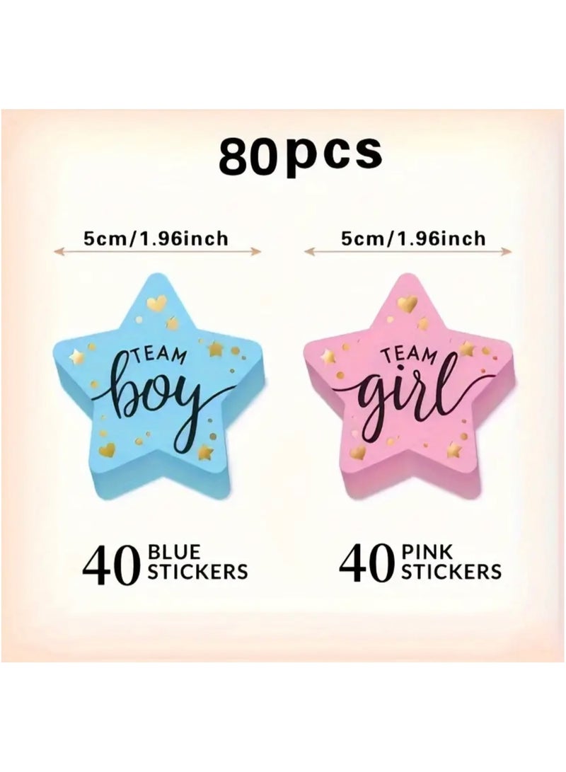120pcs, Gender Revealing Party Blue Pink Star Sticker Baby Shower Gender Reveal Supplies - Image 1