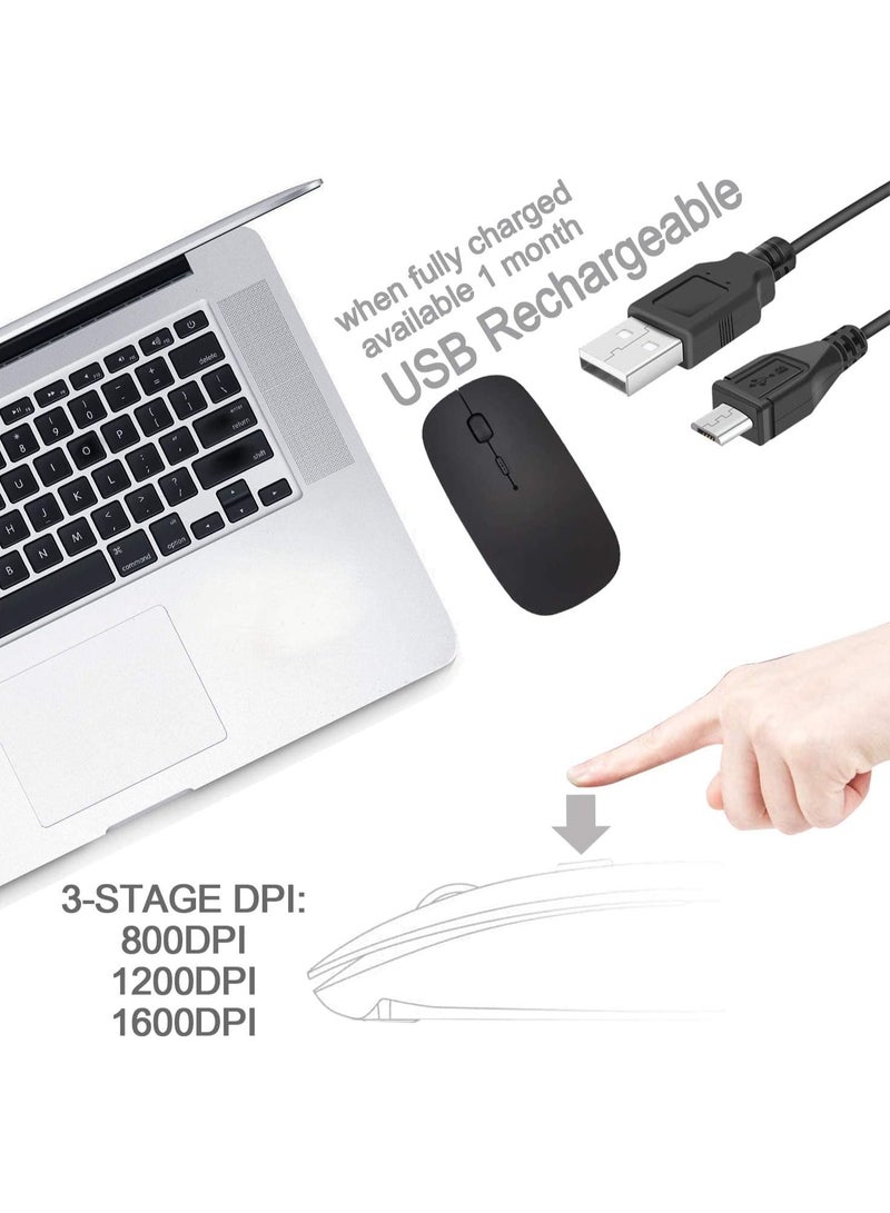 Wireless Rechargeable Slim Mouse – USB Quiet Click Mouse for Laptop, PC, Computer, Mac, MacBook Pro - Image 2