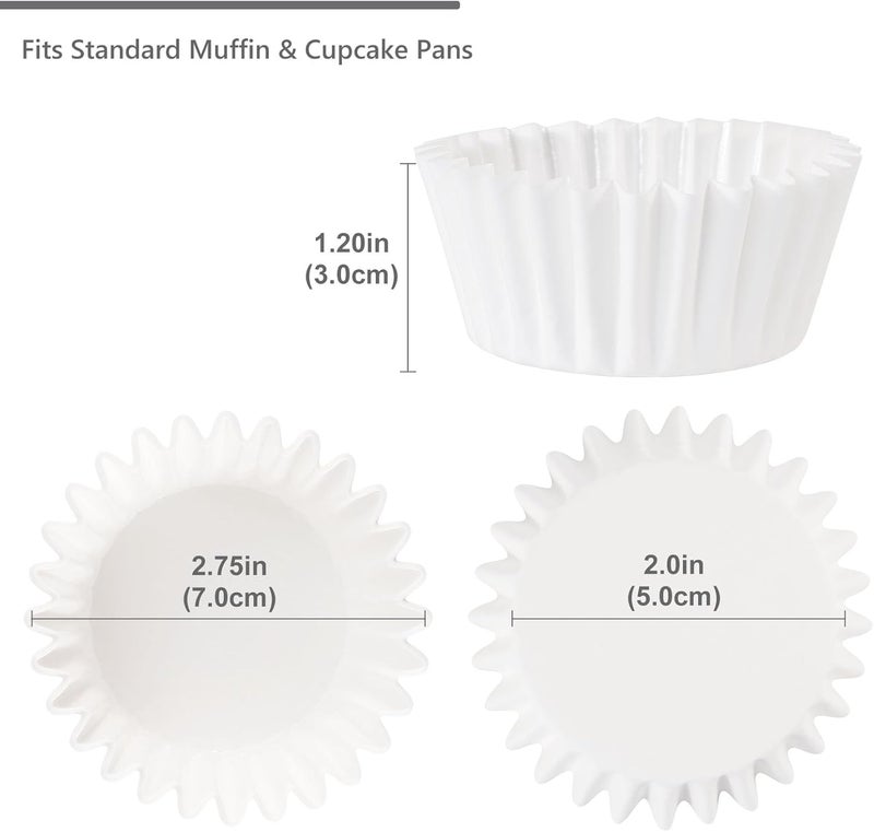 Caperci Heavy Duty Standard White Cupcake Liners 150 Counts - Grease-Resistant Paper Muffin Baking Cups, Odorless, No Muffin Pan Needed, Easily Peels (White) - Image 5