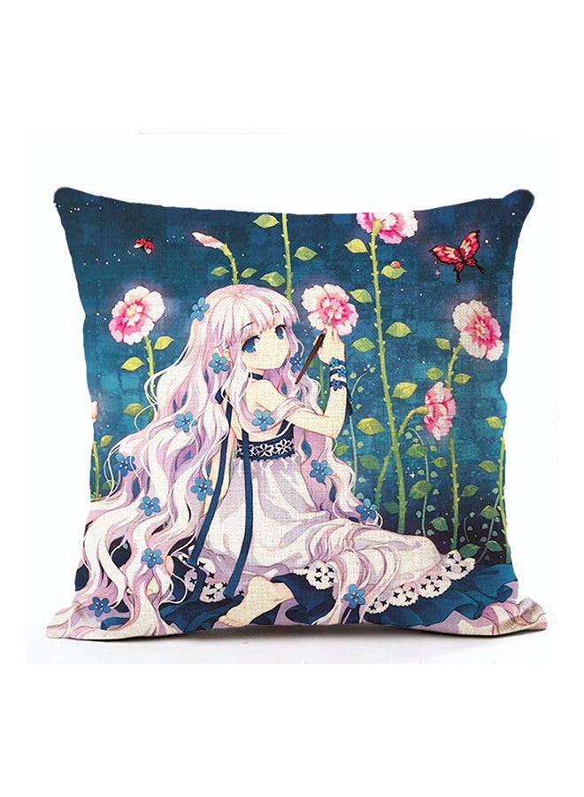 NIBEMINENT Girls Printed Invisible Zipper Cushion Cover Multicolour 45x45cm