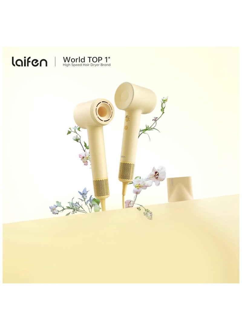 Laifen SE 2 High-Speed Hair Dryer 108,000 RPM Professional Hair Dryer with Negative Ion Technology, Fast Hair Drying, Frizz Control, Child Mode, Low Noise, Lightweight Blow Dryer for Home & Salon Use - Yellow - Image 3