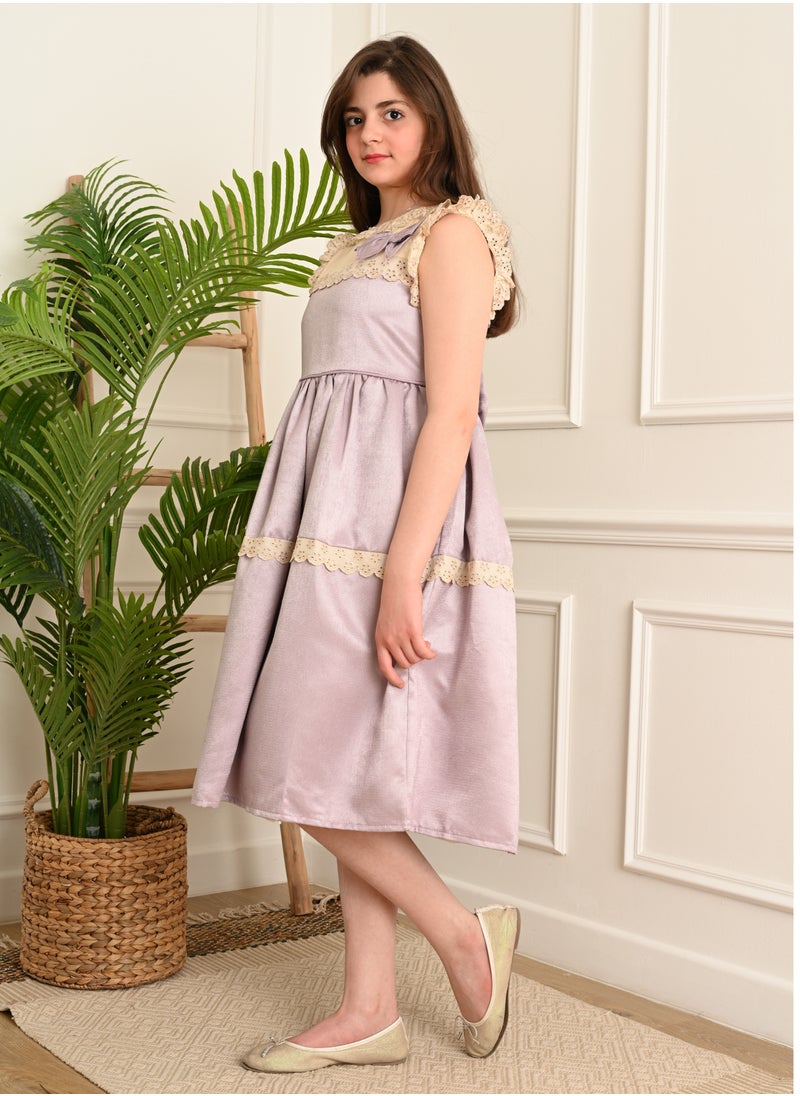 FULL JOY - An  elegant and Beautiful Girls' Dress  , Purple - Image 1