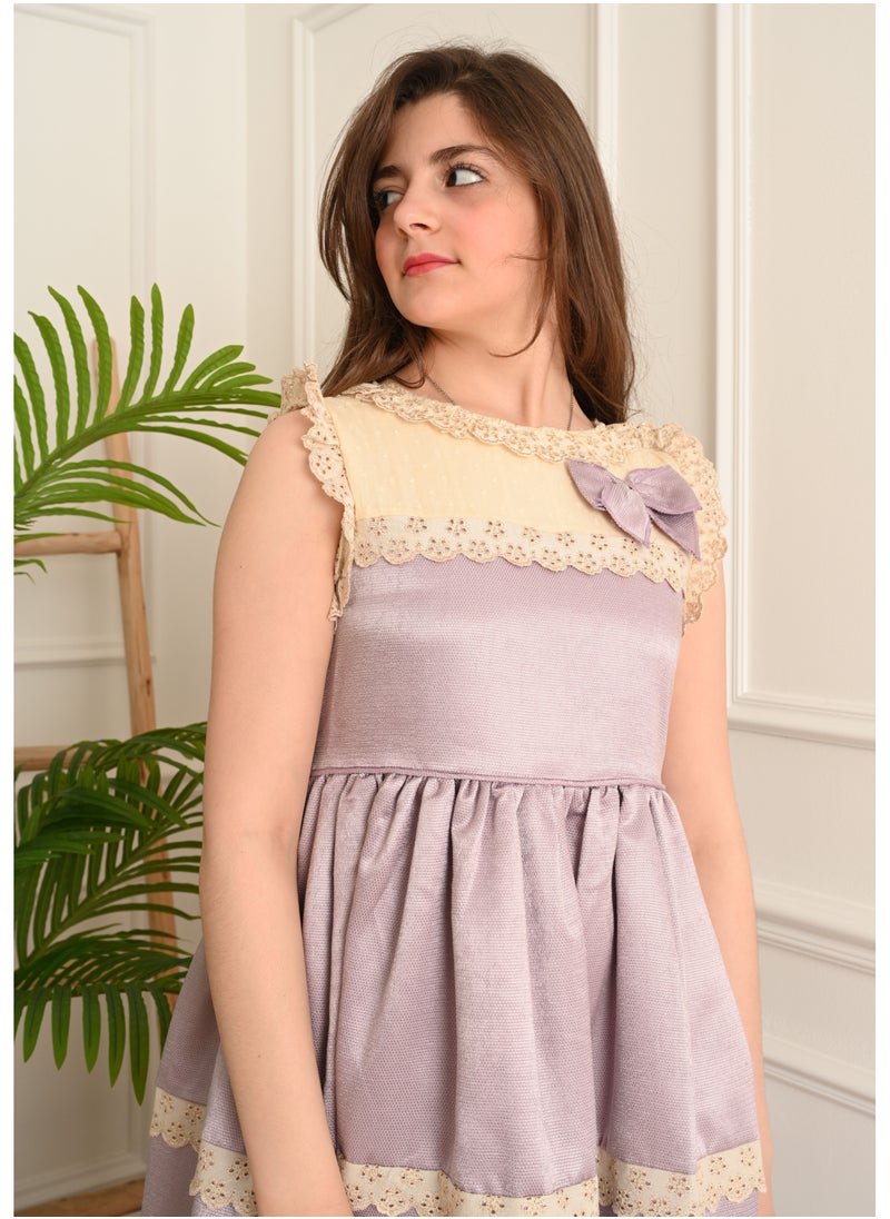 FULL JOY - An  elegant and Beautiful Girls' Dress  , Purple - Image 1