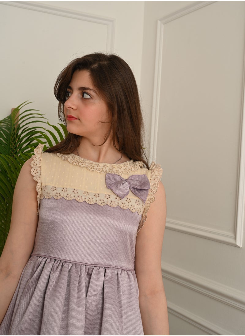 FULL JOY - An  elegant and Beautiful Girls' Dress  , Purple - Image 1