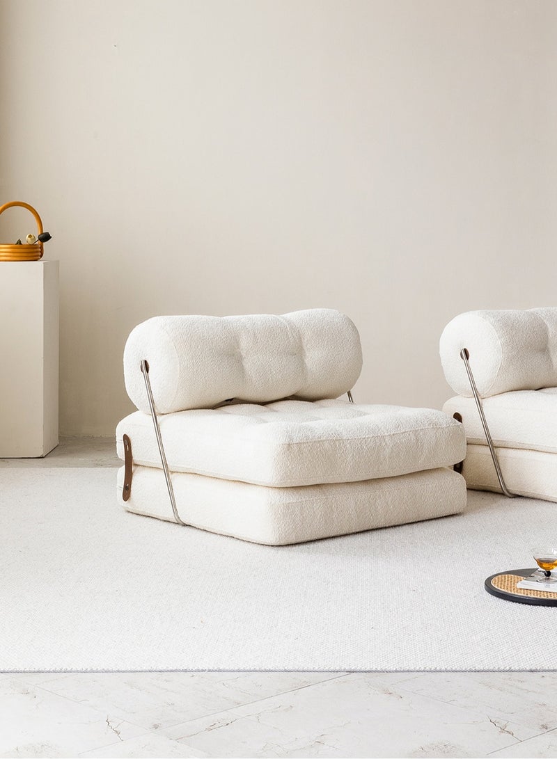 Merry Moments Tofu Block Style Sofa Modular Design Contemporary Comfort White Boucle Upholstered Armchair Lounge Chair Sofa for Bedroom Living Dining Retail Creative White H70xW80xL80 cm  - Image 2