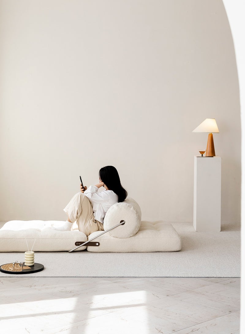 Merry Moments Tofu Block Style Sofa Modular Design Contemporary Comfort White Boucle Upholstered Armchair Lounge Chair Sofa for Bedroom Living Dining Retail Creative White H70xW80xL80 cm  - Image 4
