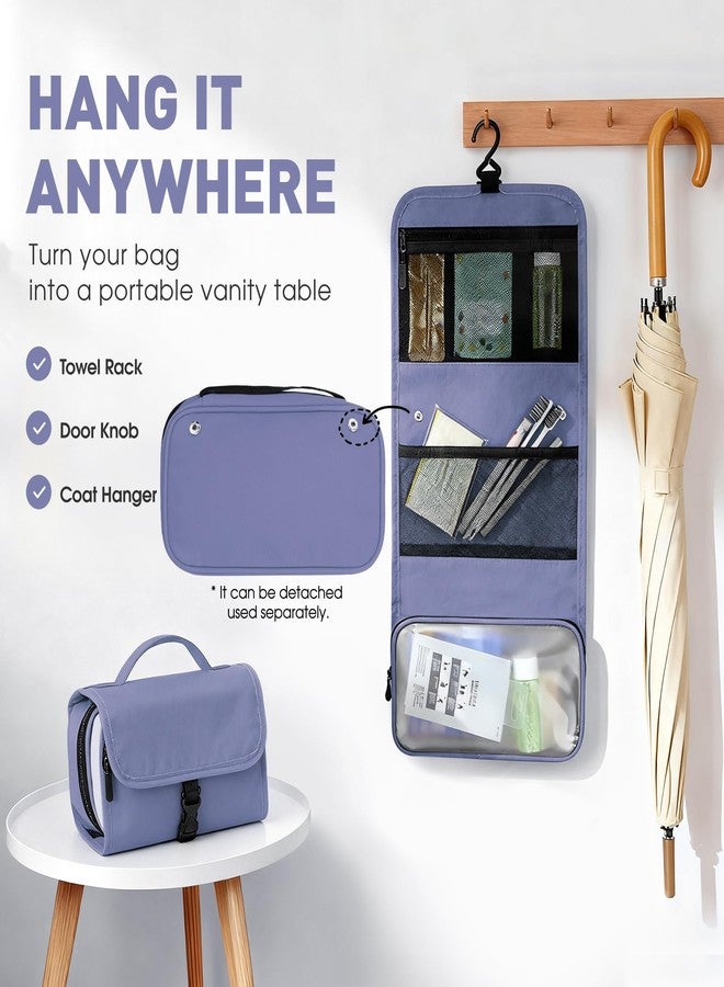 Toncoke Travel Toiletry Bag Set, Hanging Toiletry Bag Premium Faux Leather, Toiletry Bag for Women & Men, Travel Essentials Makeup Bag Water-resistant (Faux Leather Purple) - Image 2