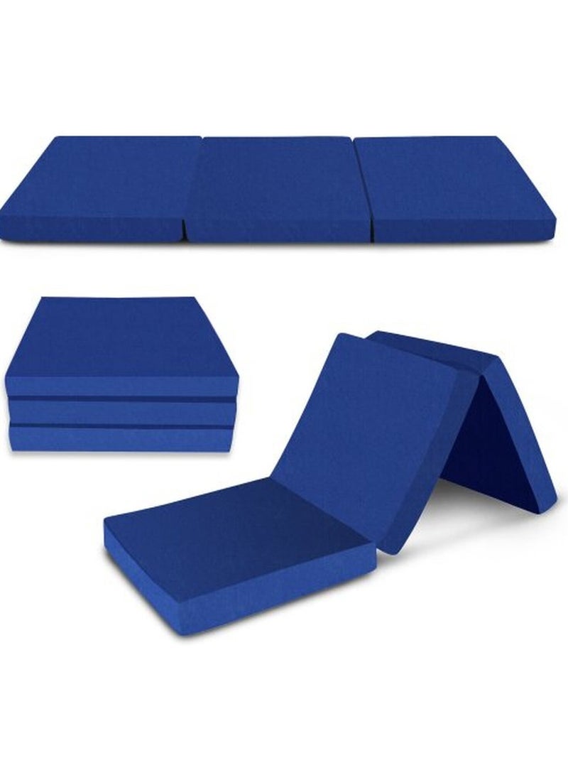 Comfy Classic Portable Folding Blue Quilted Medicated Mattress - Image 3