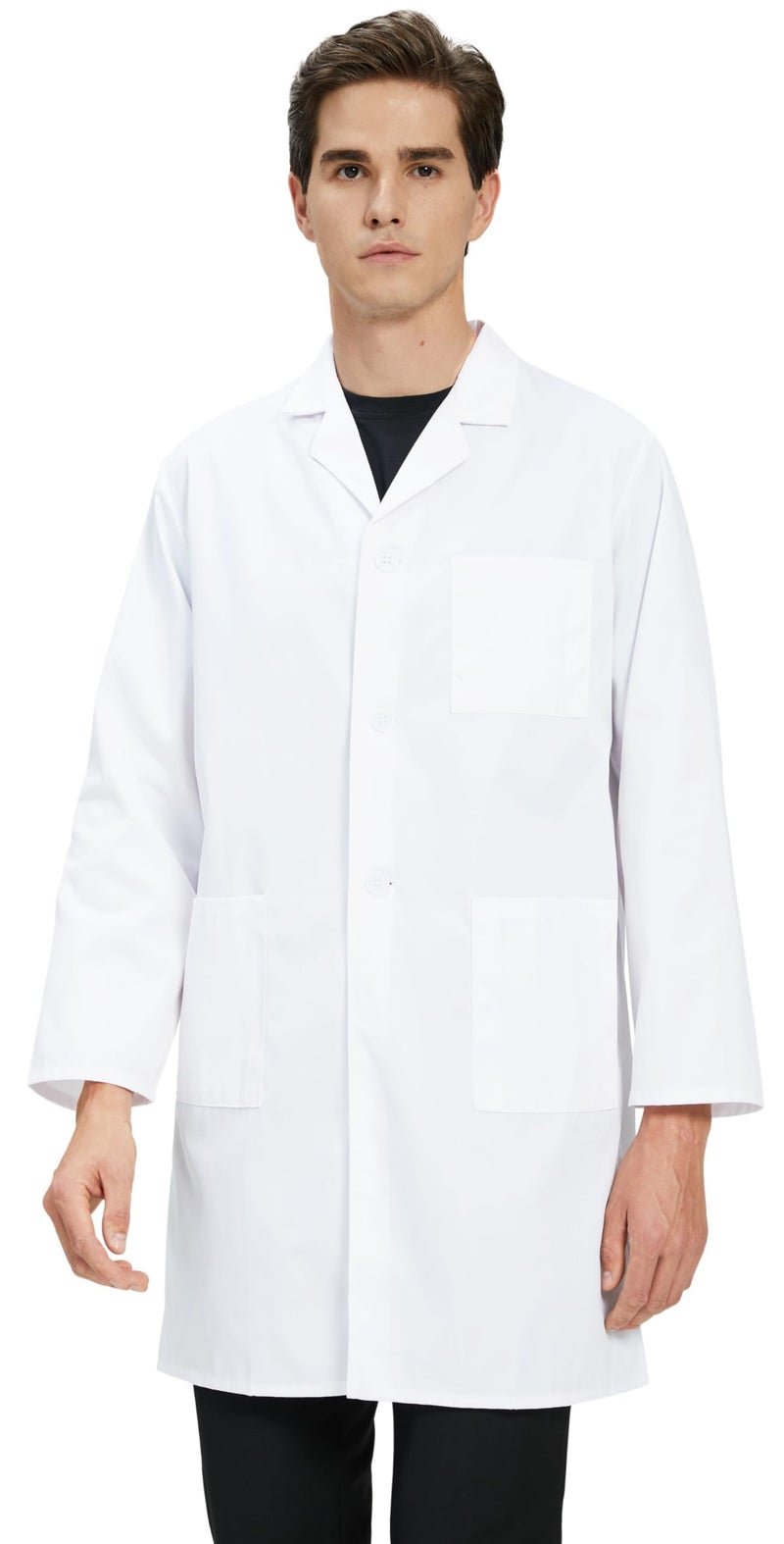 GOQUCHEP Professional Lab Coat for Men, Long Medical Coat for Science Medical Doctor Nurse Student, Unisex (White, Small)