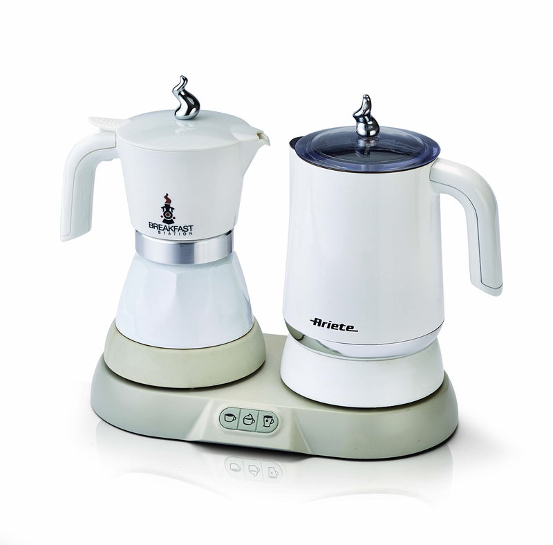 Ariete 1344 Breakfast Station by DeLonghi – 3-in-1 Electric Moka Pot, Milk Frother & Kettle | Hot & Cold Milk Frother | Espresso & Cappuccino Maker | Compact Coffee maker – White - Image 4