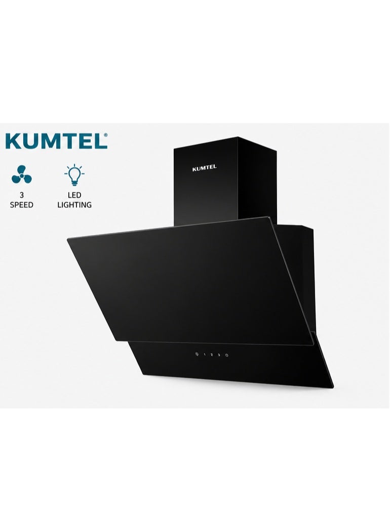 كومتيل Kumtel شفاط مطبخ زجاجي أسود ريفي من Kumtel – موديل DA6-835 -  60 cm - Image 1