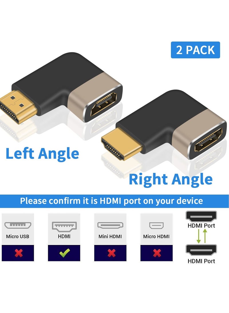 2 Pack HDMI Male to Female Adapter, 90 Degree Angle Extender, Supports 8K 60Hz and 4K 120Hz, Ideal for HDTV and Laptops - Image 2