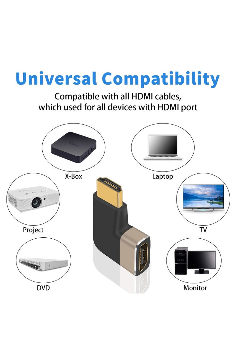 2 Pack HDMI Male to Female Adapter, 90 Degree Angle Extender, Supports 8K 60Hz and 4K 120Hz, Ideal for HDTV and Laptops - Image 5