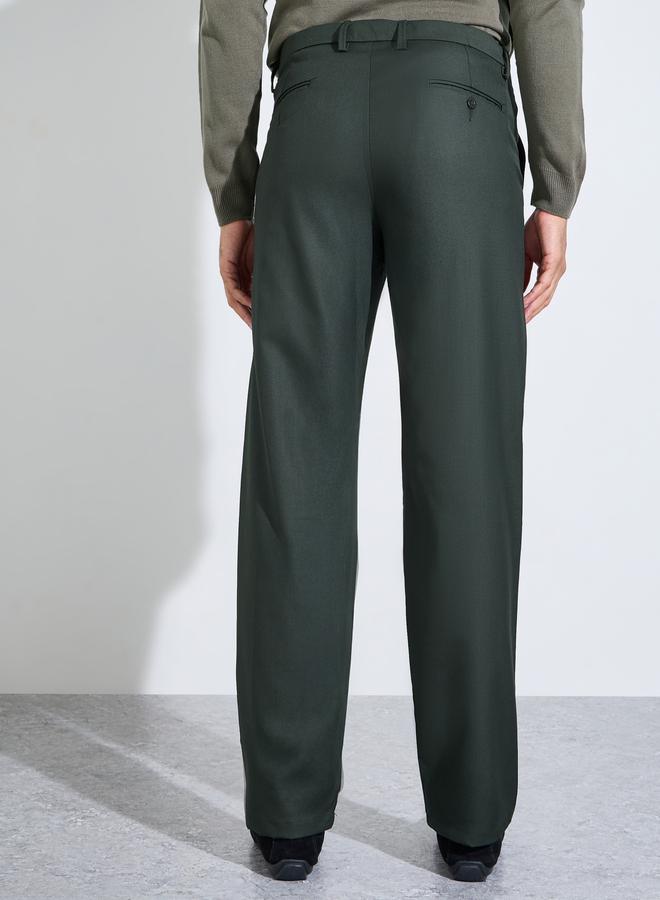 Styli Dark Green Solid Regular Fit Formal Trousers - Image 4