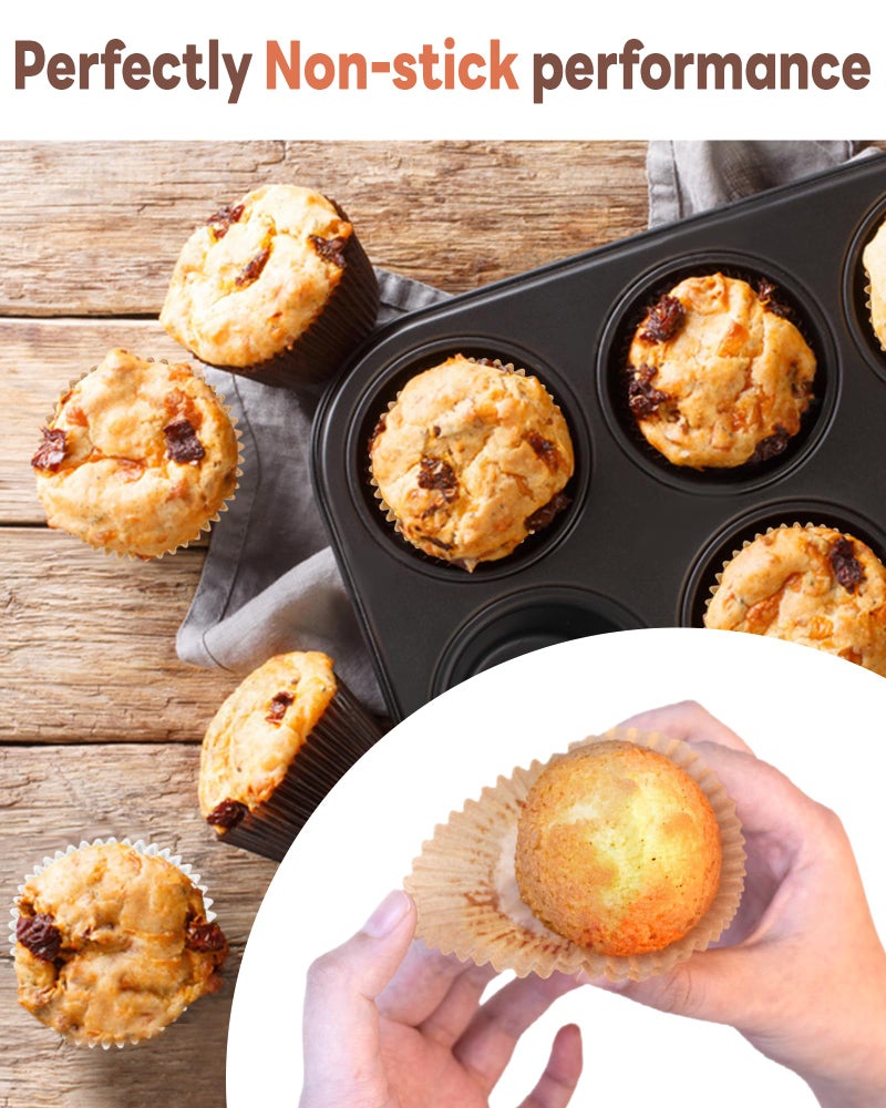 Bake Choice Non-stick 200pcs Standard Cupcake Liners for Baking, Natural, Food-grade Cupcake Wrapper, Greaseproof Parchment Muffin Liners - Image 2