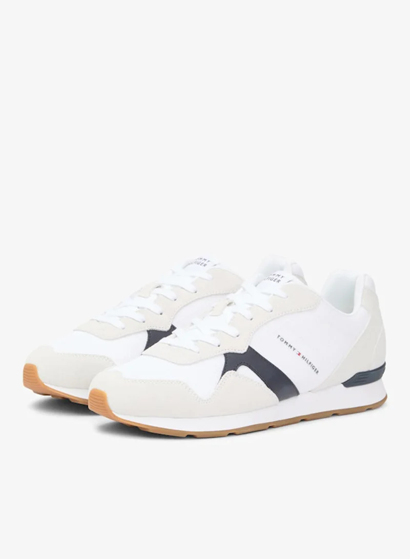 TOMMY HILFIGER White Suede Mixed Texture Trainers for Men | Best Price UAE