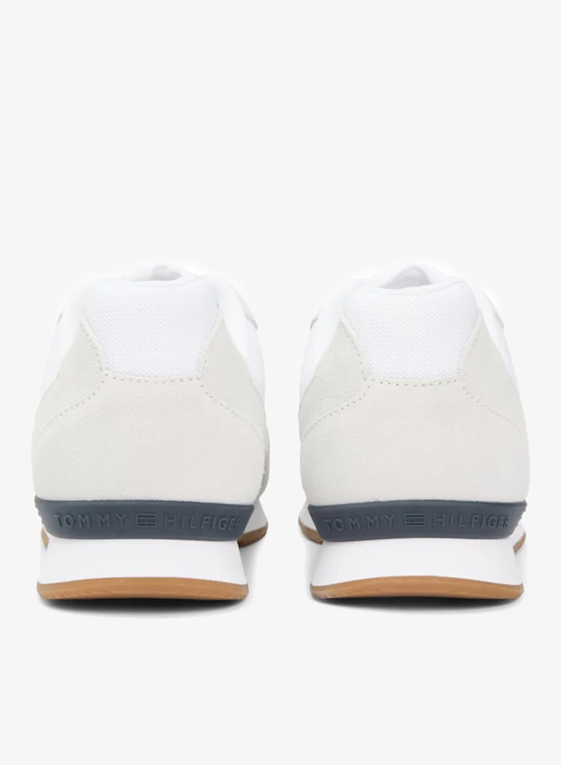 TOMMY HILFIGER White Suede Mixed Texture Trainers for Men | Best Price UAE