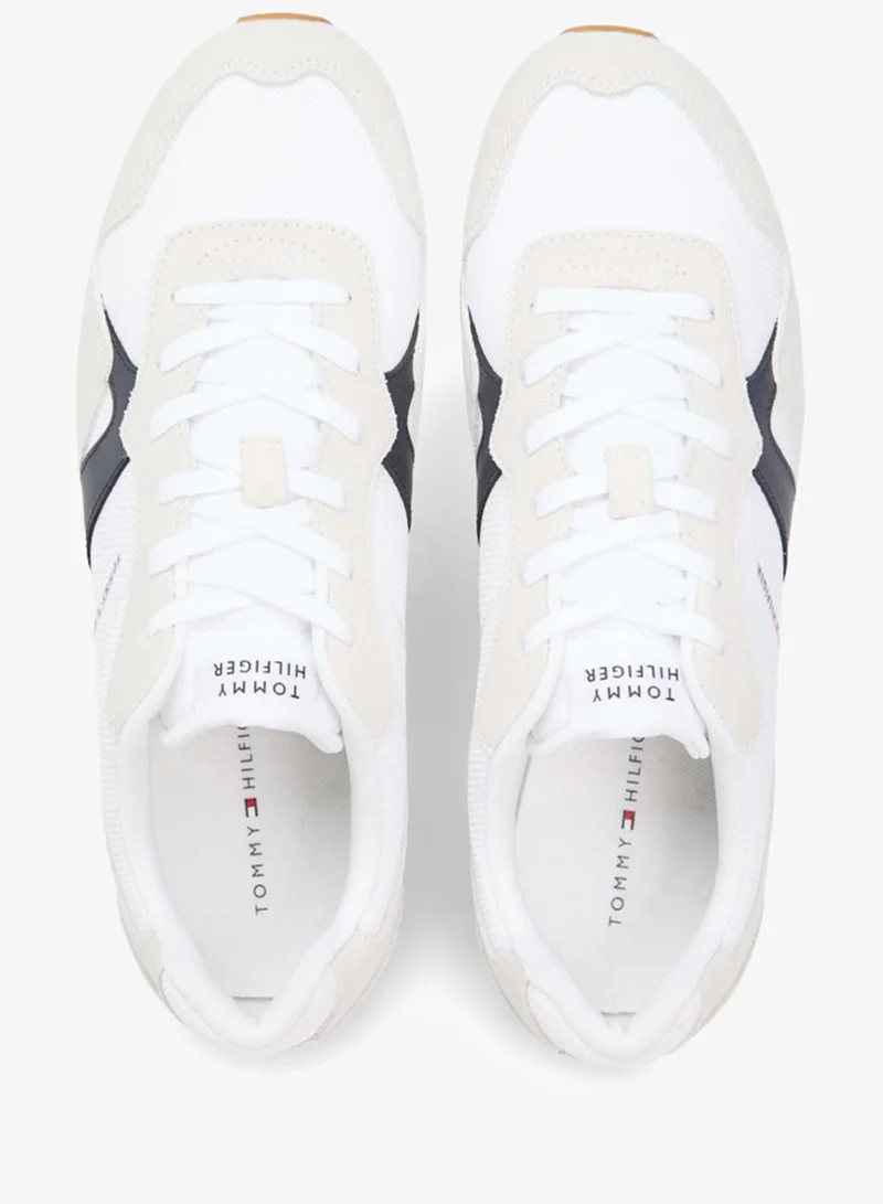 TOMMY HILFIGER White Suede Mixed Texture Trainers for Men | Best Price UAE