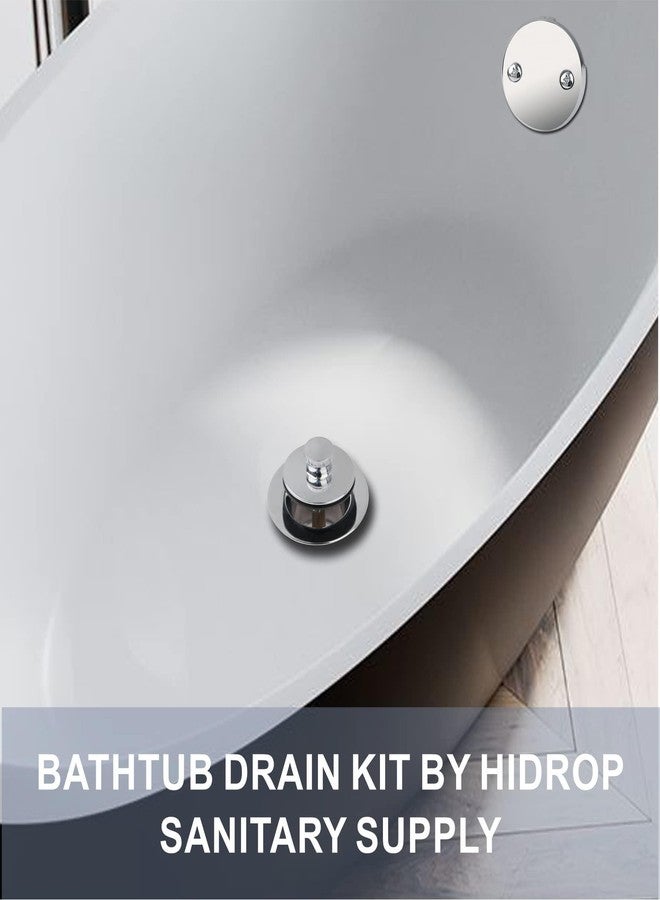 HIDROP Chrome Tub Drain Lift &Turn Tub Trim Set with Two-Hole Overflow Faceplate Conversion Kit Assembly, Hidrop Bathtub Drain Replacement Trim Kit and Universal Fine/Coarse Thread, Chrome Plated - Image 2