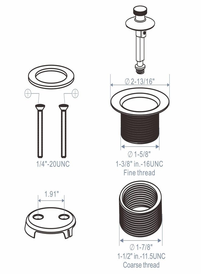 HIDROP Chrome Tub Drain Lift &Turn Tub Trim Set with Two-Hole Overflow Faceplate Conversion Kit Assembly, Hidrop Bathtub Drain Replacement Trim Kit and Universal Fine/Coarse Thread, Chrome Plated - Image 5