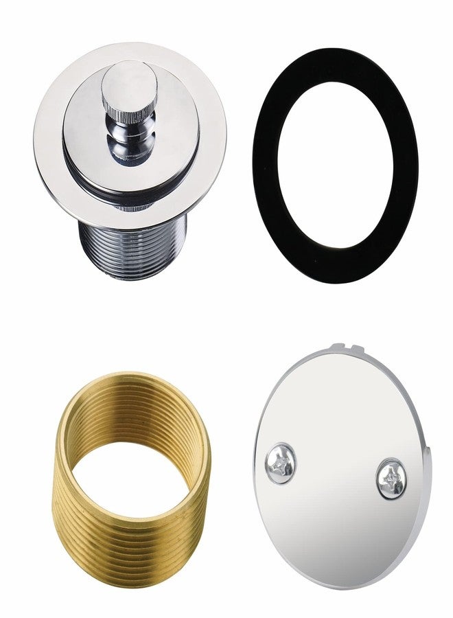 HIDROP Chrome Tub Drain Lift &Turn Tub Trim Set with Two-Hole Overflow Faceplate Conversion Kit Assembly, Hidrop Bathtub Drain Replacement Trim Kit and Universal Fine/Coarse Thread, Chrome Plated - Image 1