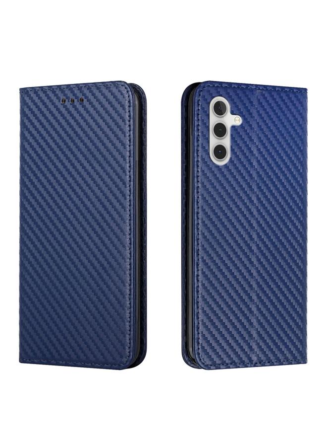 S-TOP Case For Samsung Galaxy A15 Carbon Fiber Texture Flip Holder Leather Phone Case - Image 1