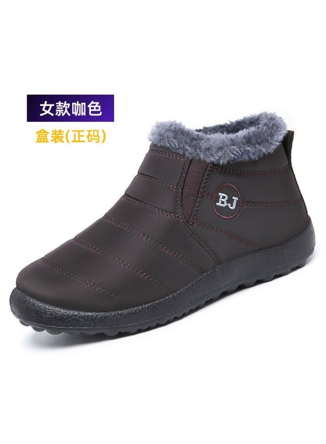 Cotton Boots  Winter New Cotton Shoes Snow Boots For Women And Couples, Casual Fleece-lined Warm Large Size Women's Shoes