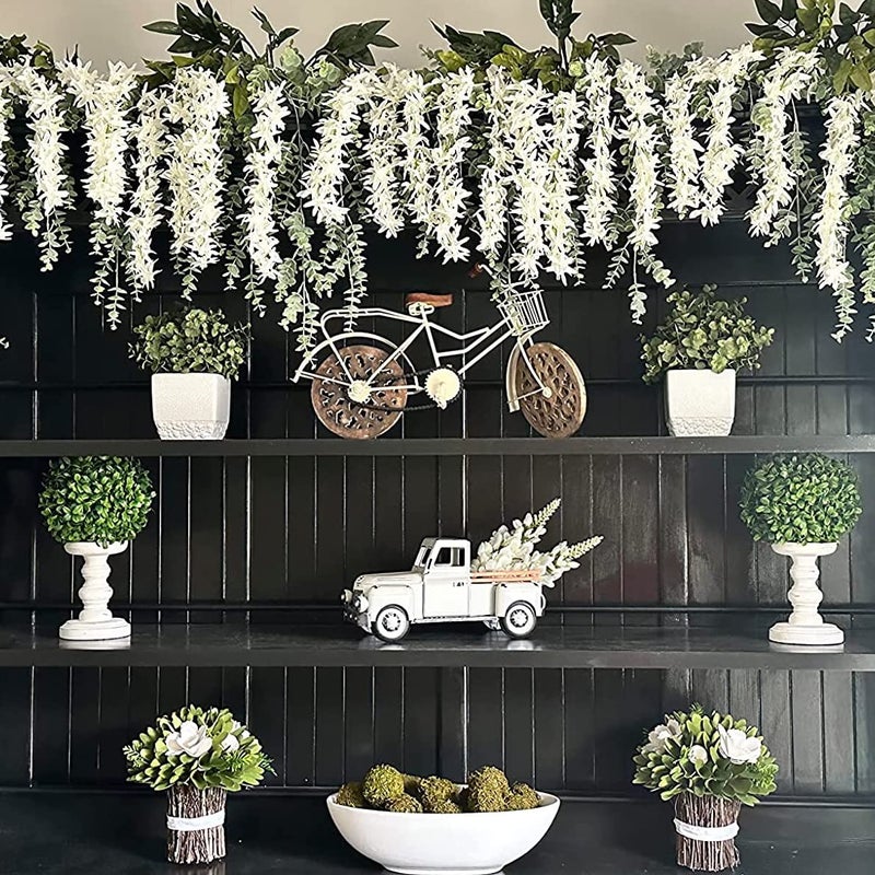 Fjjbsd Farmhouse White Truck Decor  Vintage Metal Truck Decor Rustic Outdoor/Indoor Pickup Truck Planter Decorative Tabletop Storage  Farm Table Trucks Decor  Car Model Gift - Image 2