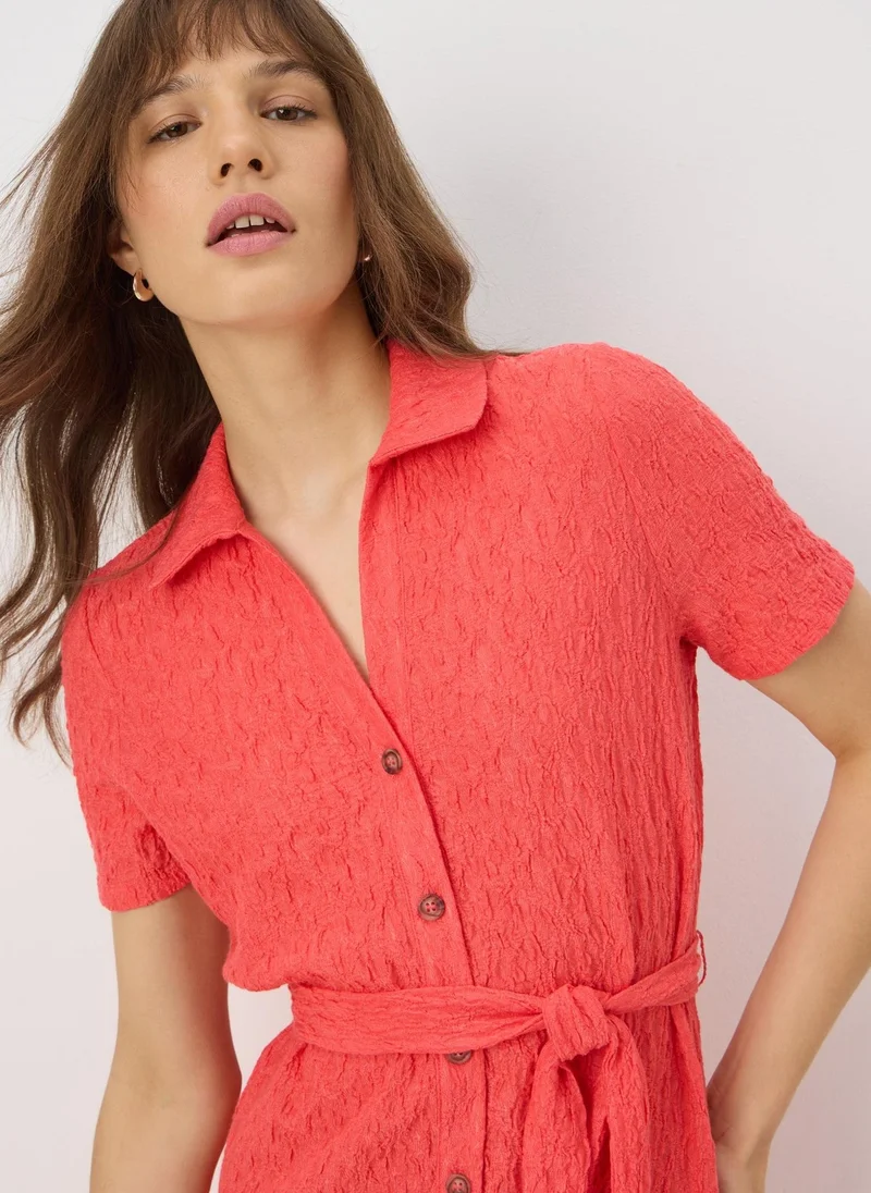 Matalan Coral Textured Shirt Dress