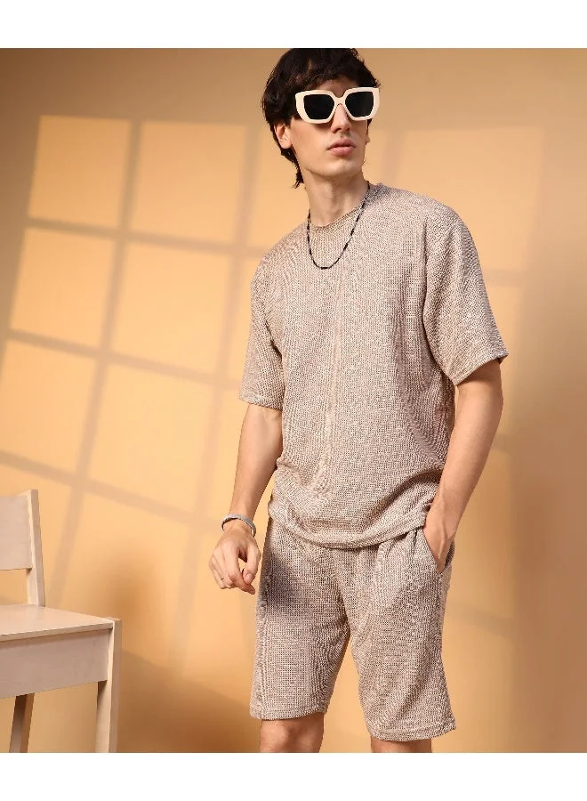 Men's Tan Brown Knitted Co-Ord Set