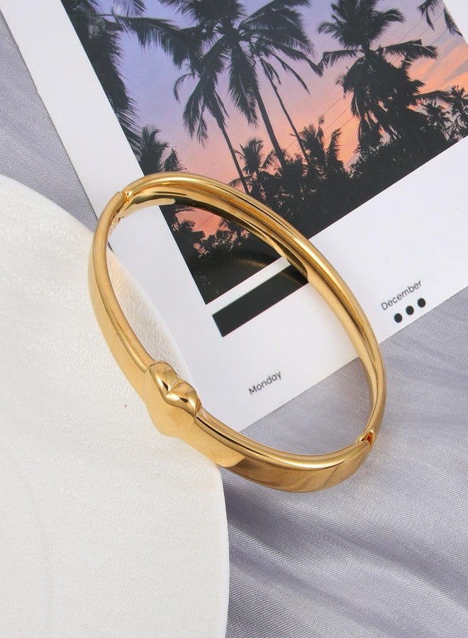 MILAKOO 6mm Love Charms Bracelet Stainless Steel Chunky Thick Gold Bangle for Women Lucky Cuff Jewelry Gift - Image 3