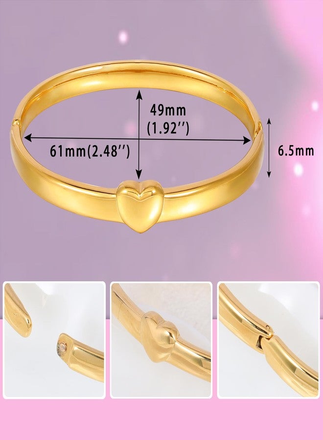 MILAKOO 6mm Love Charms Bracelet Stainless Steel Chunky Thick Gold Bangle for Women Lucky Cuff Jewelry Gift - Image 4
