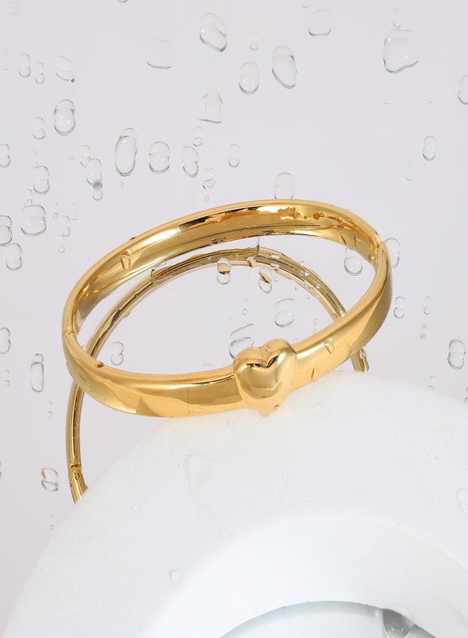 MILAKOO 6mm Love Charms Bracelet Stainless Steel Chunky Thick Gold Bangle for Women Lucky Cuff Jewelry Gift - Image 2