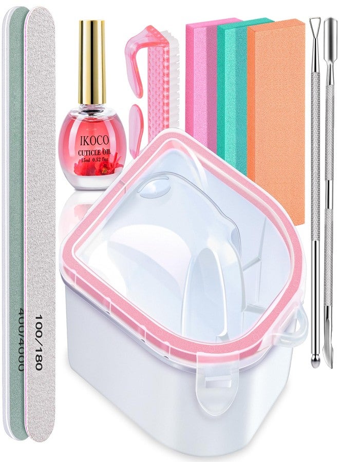 IKOCO Nail Soaking Bowl, IKOCO Gel Nail Polish Remover Kit with Manicure Bowl, Cuticle Oil, Easily Soak off Dip Powder Remover for Salon-Quality Results at Home, Pink - Image 1