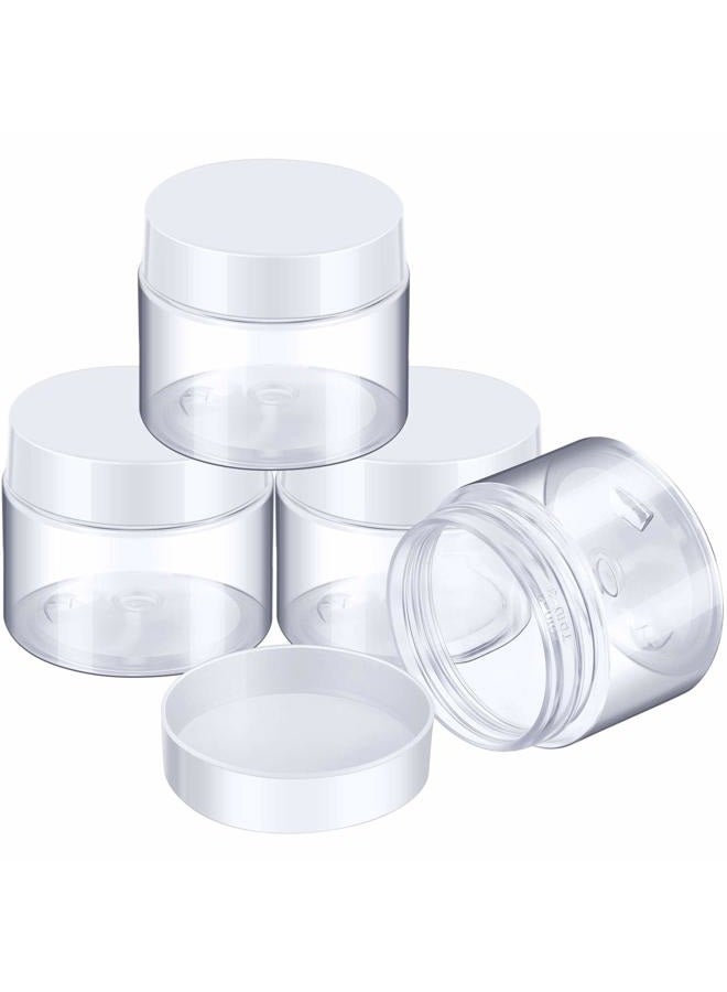 Patelai 4 Pieces Round Wide-mouth Leak Proof Plastic Container Jars with Lids for Travel Storage Makeup Beauty Products Face Creams Oils Salves Ointments DIY Making(32 Ounce,White) - Image 1