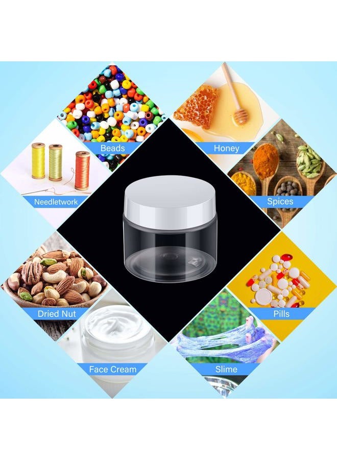 Patelai 4 Pieces Round Wide-mouth Leak Proof Plastic Container Jars with Lids for Travel Storage Makeup Beauty Products Face Creams Oils Salves Ointments DIY Making(32 Ounce,White) - Image 3