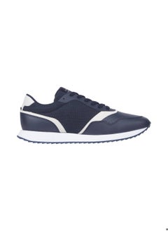 TOMMY HILFIGER Men's Leather Serrated Runner Sneakers, Blue - Leather  - Image 1