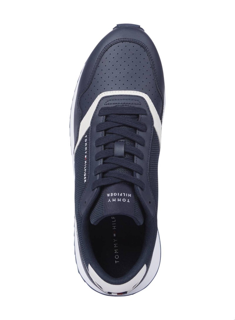 TOMMY HILFIGER Leather Serrated Runner Sneakers  - Image 5