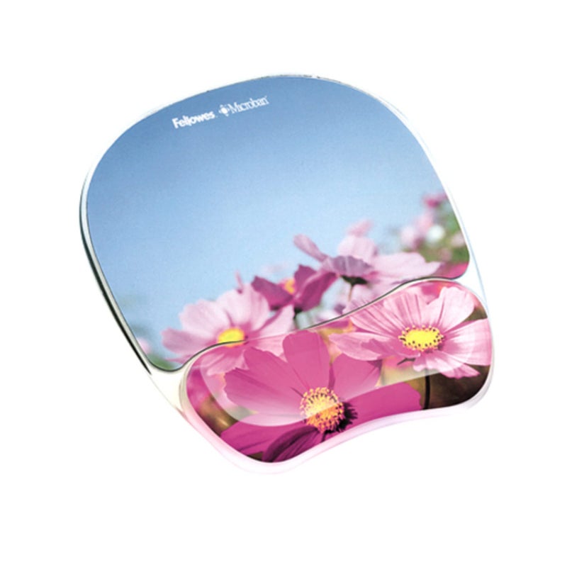 Fellowes Photo Gel Mouse Pad Wrist Rest with MICROBAN - Pink Flowers (9179001) - Image 2