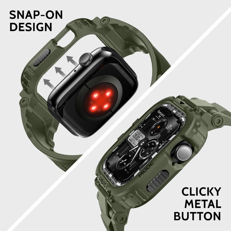 amBand for iWatch Series 11/10 46mm Band Case Men, M1 Sport Tactical Shockproof Wristband for Apple Watch 46 mm, Perfect for Fitness/Outdoor Enthusiasts Military Fans Fashion Seekers - Army Green - Image 5